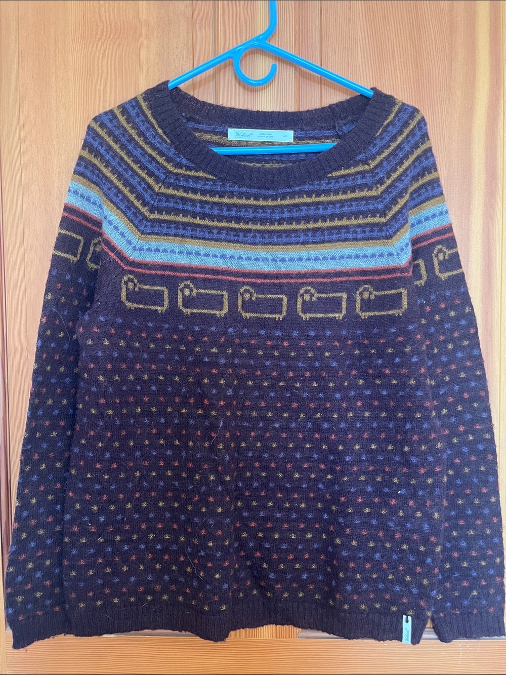 Woolrich MaroonFair Isle Crewneck Sweater with Sheep